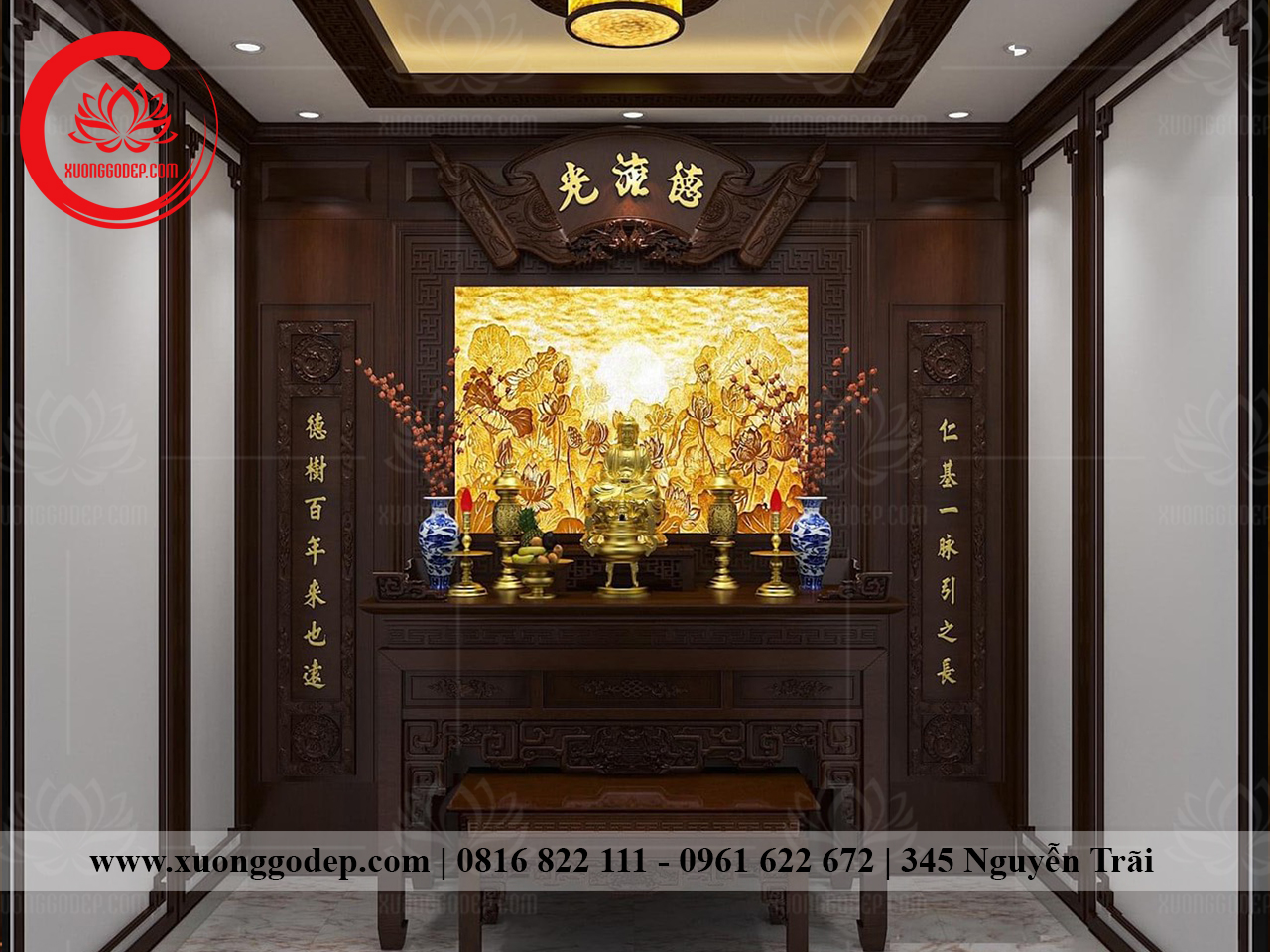 phòng thờ đẹp, bàn thờ đẹp, phòng thờ thiết kế, tại xưởng