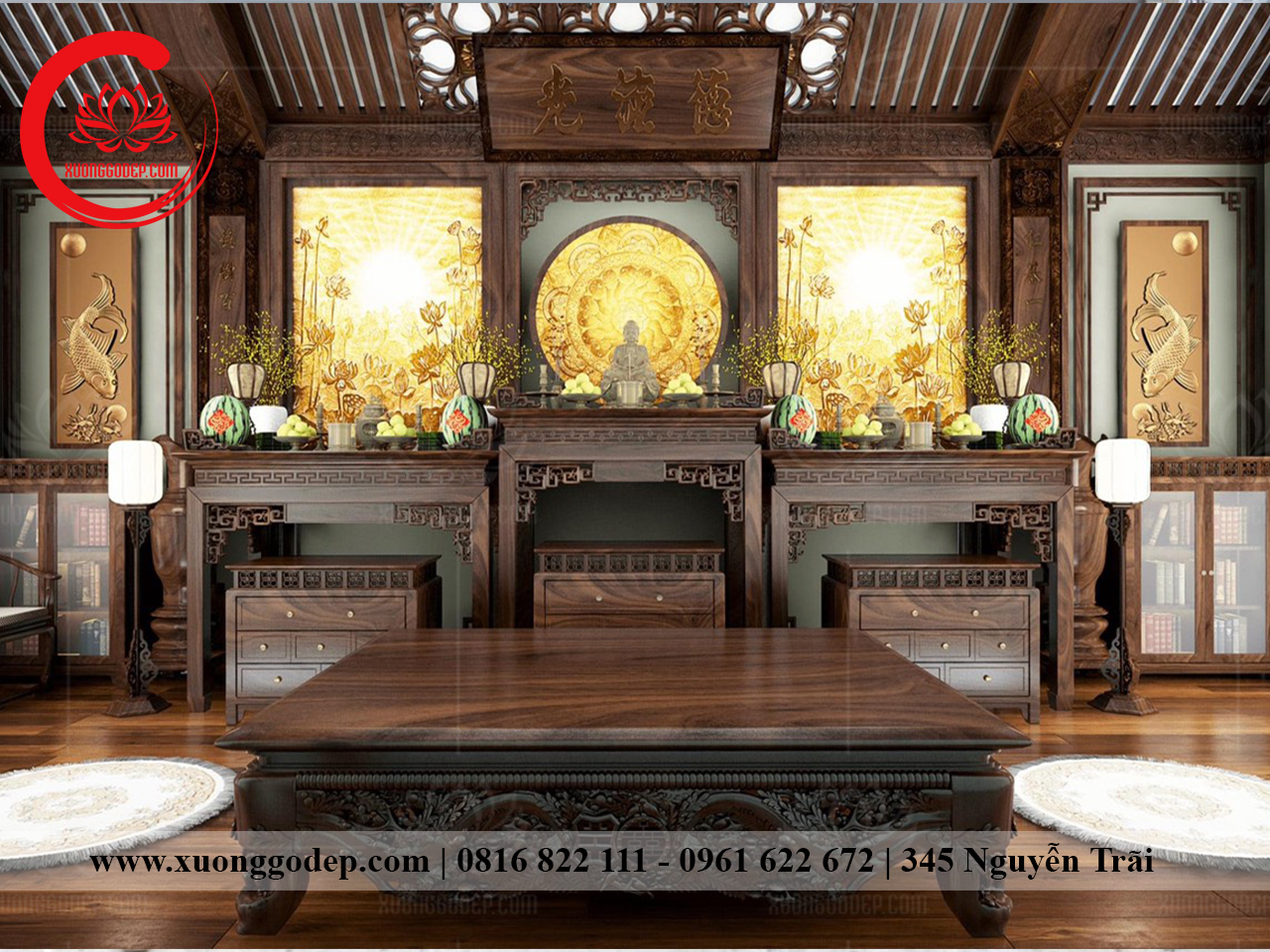 phòng thờ đẹp, bàn thờ đẹp, phòng thờ thiết kế, tại xưởng