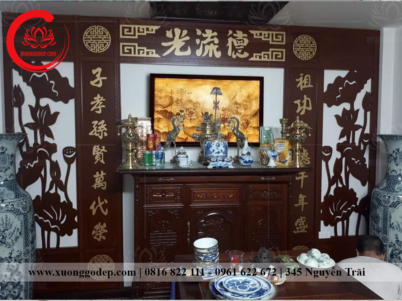 phòng thờ đẹp, bàn thờ đẹp, phòng thờ thiết kế, tại xưởng