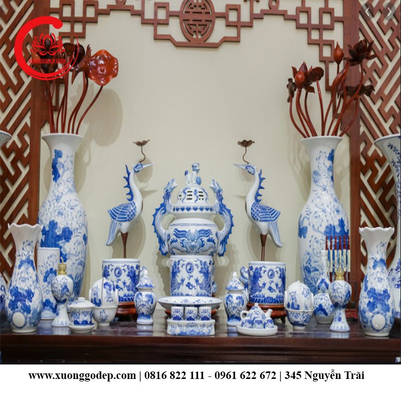 bộ đồ thờ gốm sứ bát tràng cao cấp, bộ đồ thờ gốm sứ bát tràng giá xưởng, bộ đồ thờ gốm sứ đầy đủ