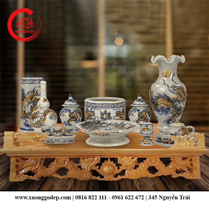 bộ đồ thờ gốm sứ bát tràng đơn giản, bộ đồ thờ gốm sứ chung cư giá rẻ