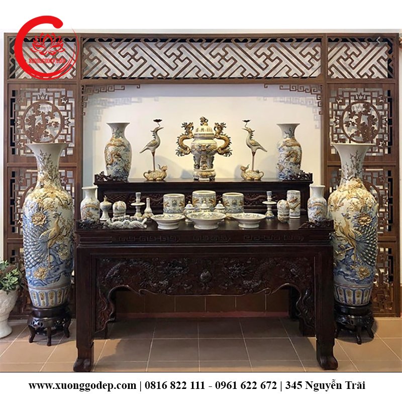 BÀN THỜ, ÁN GIAN THỜ, BỘ ĐỒ THỜ GỐM SỨ ĐẸP GIÁ RẺ GIÁ XƯỞNG