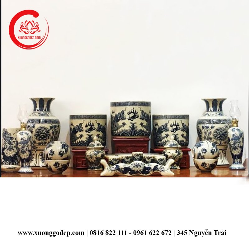 bộ đồ thờ gốm sứ cao cấp, bộ đồ thờ gốm sứ bát tràng đẹp giá rẻ