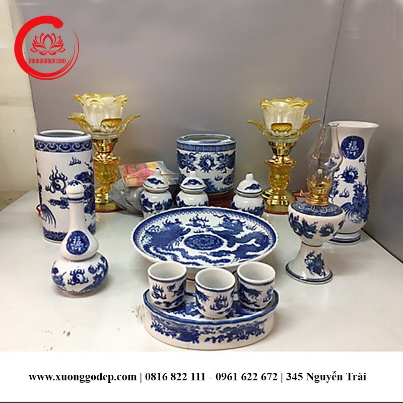 bộ đồ thờ gốm sứ bát tràng đơn giản, bộ đồ thờ gốm sứ bát tràng chung cư giá xưởng