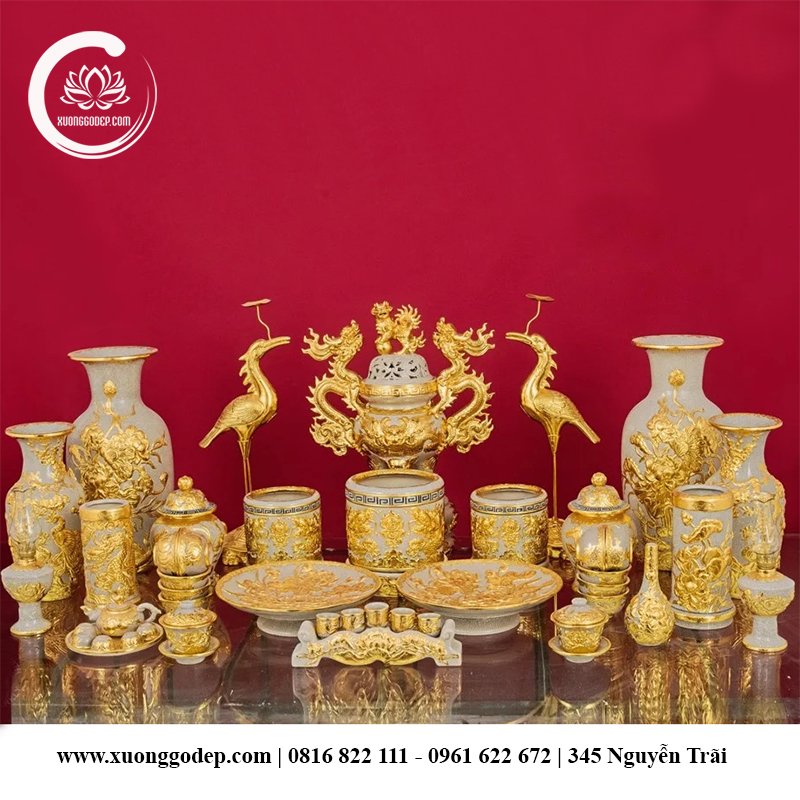 bộ đồ thờ gốm sứ bát tràng giá rẻ
