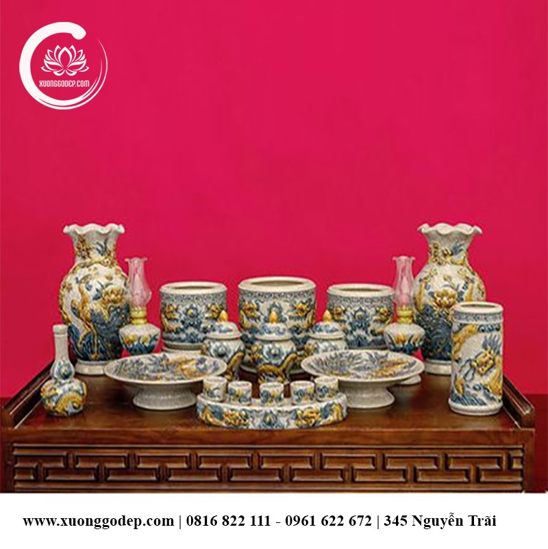 bộ đồ thờ bằng gốm sứ, bộ đồ thờ bát tràng, bộ đồ thờ đẹp giá rẻ