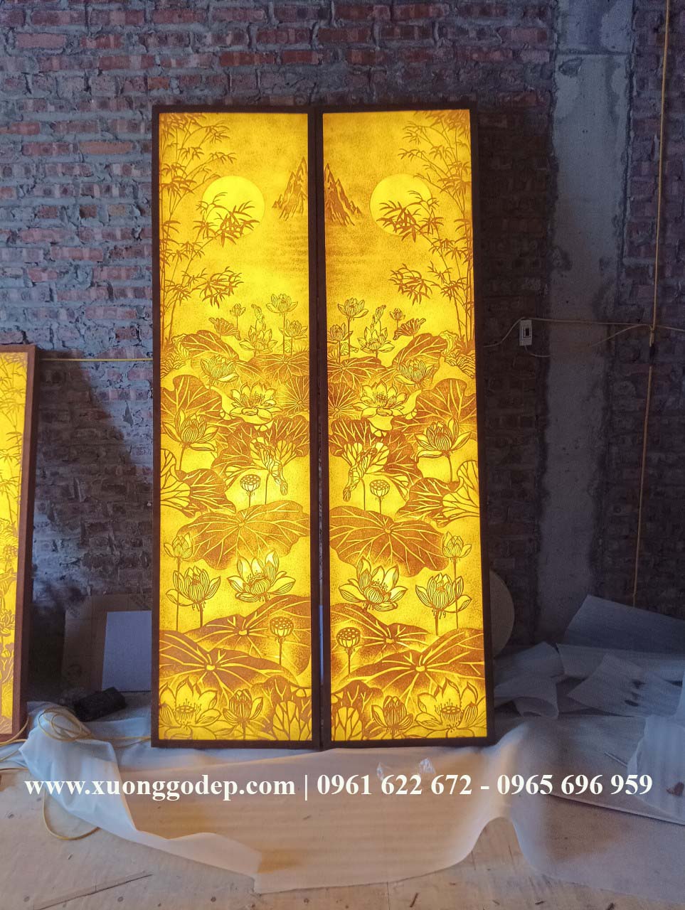 TRANH TRÚC CHỈ TRE SEN TRĂNG TTC - 108
