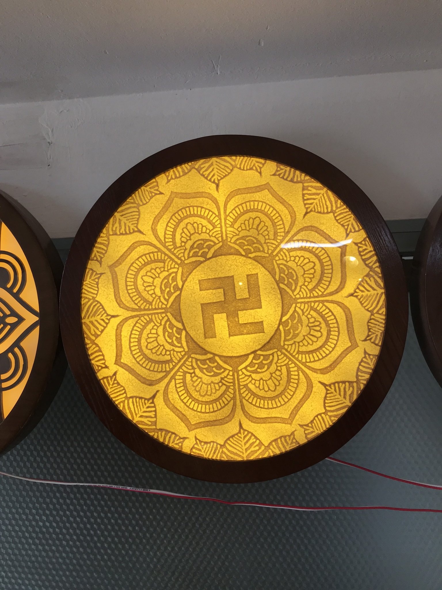 TRANH TRÚC CHỈ MANDALA LÁ BỒ ĐỀ TRÒN CHỮ VẠN TTC - 29