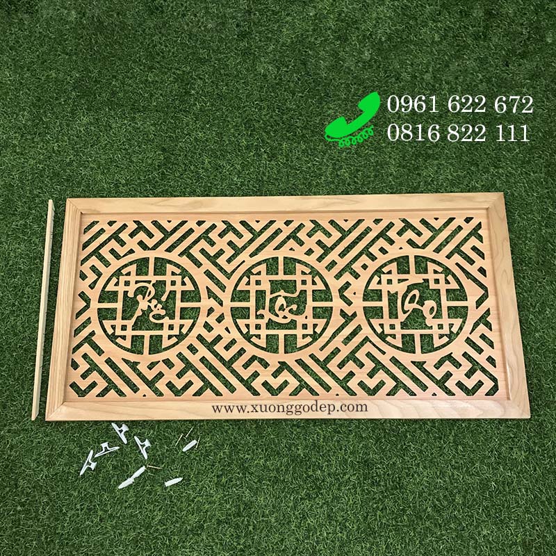 Tấm ám khói Phúc Lộc Thọ 41x81 - vàng sồi