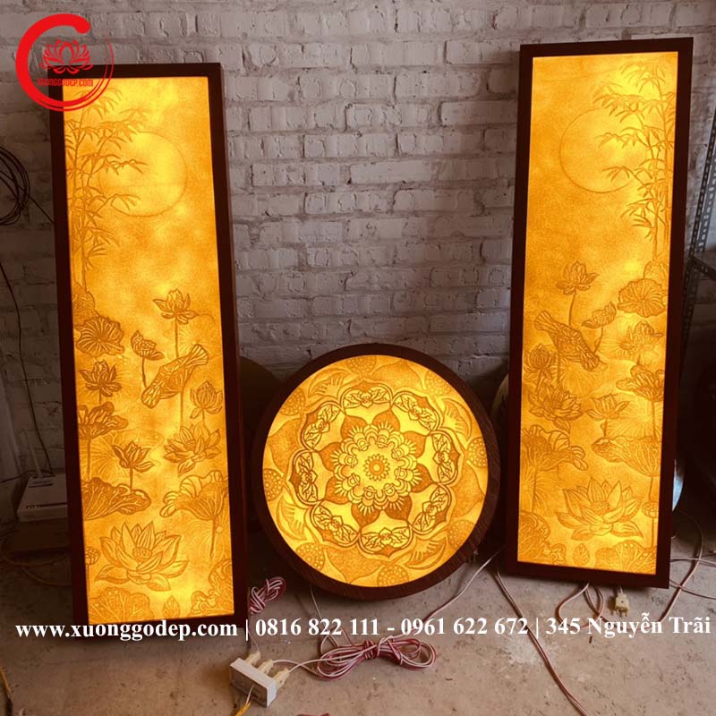 Bộ Ba Tranh Trúc Chỉ Mandala Và Sen Trăng TTC- 26