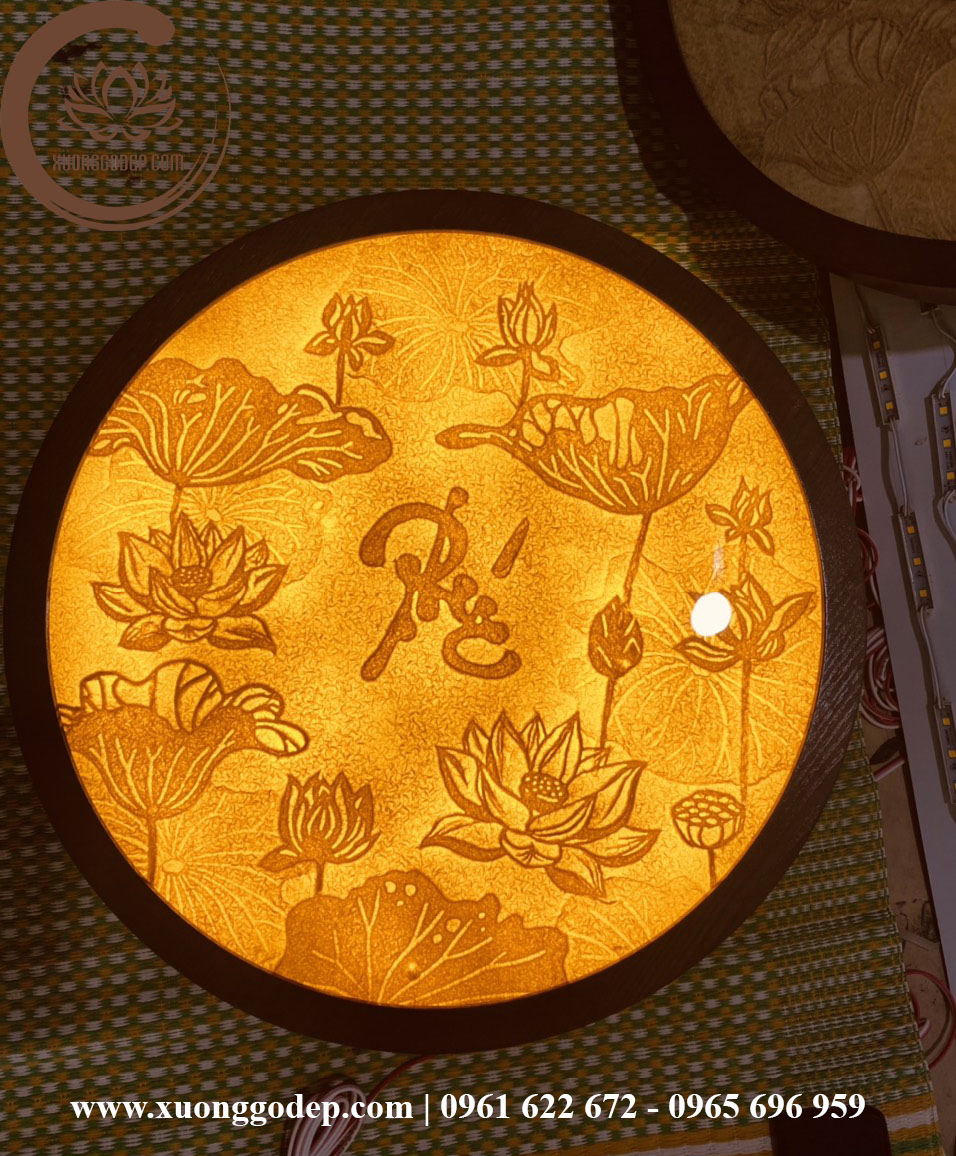TRANH TRÚC HOA CHỈ SEN CHỮ PHÚC TTC - 49