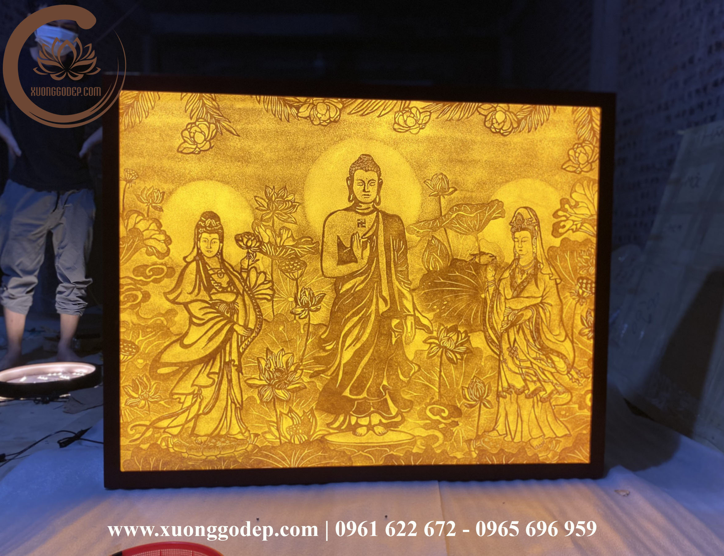 TRANH TRÚC CHỈ TAM THẾ PHẬT TTC - 90